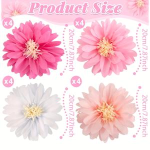 20cm 대형 데이지 폼폼 꽃 16개입, 핑크, 옐로우, 복숭아, 화이트 티슈 볼 모음, 웨딩 배경, 생일 파티 센터피스, 시즌별 플로럴 장식