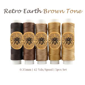 다용도 원형 왁스 실 5롤, 직경 0.35mm, 스풀당 43야드, 공예 및 DIY 팔찌 제작용 왁스 코팅 내구성 재봉용 끈, 다양한 색상 선택 가능