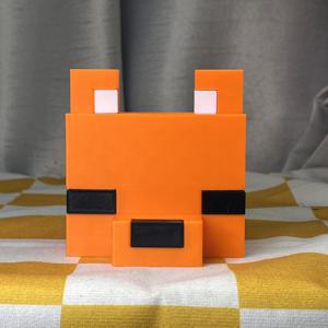 픽셀 여우 필통, 레트로 픽셀 블록 여우 얼굴 데스크탑 정리함, 학생 및 픽셀 아트 팬을 위한 멀티 슬롯 책상 장식 선물