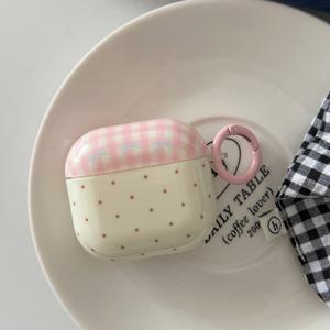Apple 케이스/Airpods Pro 2 케이스/Airpods 4 케이스/Airpods 3 케이스/ 케이스/패션 여성 이어폰 케이스/이용성 좋은 이어폰 케이스/Apple 이어폰에 적합한 한국 스타일의 물방울 무늬 격자 무늬 핑크 체크 이어폰 케이스