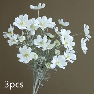 3개 세트, 인조 부케, 페르시안 데이지 모조꽃, 다양한 색상 선택 가능, 봄/여름 거실 탁상용 꽃꽂이, 심플 모던 실내 소프트 장식 꽃 예술, 현관 식탁 분위기 장식, 게스트하우스 창가 진열용 꽃재료, 사진 촬영 장면 장식용 꽃