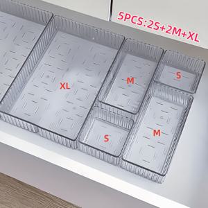 5개 화장품 정리 세트, 내장형 서랍 데스크탑 정리함, 데스크탑 칸막이 수납 상자, 메이크업 보관, 사무용품 보관, 잡다한 물품 보관에 적합, 가정용 데스크탑 및 서랍 정리함