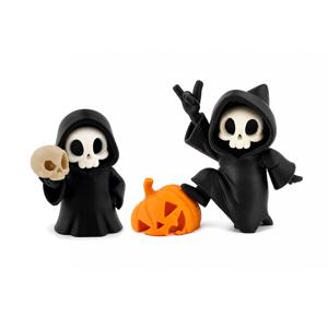 2개 세트 할로윈 호박 Reaper, 흑백 3D 프린트 장식품 - 고딕 스타일 데스크탑 장식, 피규어