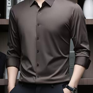 남성용 봄/가을 퀵 드라이 비즈니스 솔리드 긴팔 셔츠