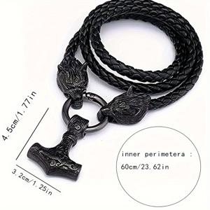 빈티지 늑대 머리 목걸이, 블랙 망치 펜던트 목걸이, 부적 주얼리, 펑크 파티 아이템, 발렌타인데이, 아버지의 날, 어머니의 날, 생일 선물
