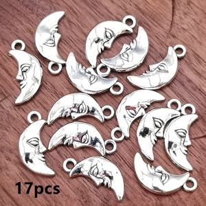 17개 달 얼굴 참 펜던트, 스타일 주얼리 액세서리, 수제 DIY 쥬얼리 만들기 팔찌, 목걸이, 귀걸이 액세서리 19*9mm