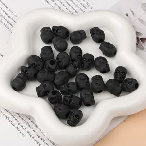 할로윈 두개골 모양 비즈 30개, 4mm 블랙 화이트 스페이서 비즈, 주얼리 만들기 DIY 핸드메이드 팔찌, 비즈 펜 액세서리