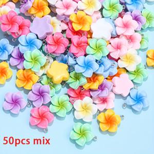 혼합 레진 꽃 펜던트 30/50개, 3D 벚꽃 펜던트, 꽃 귀걸이, 여성용 펜던트 목걸이, 귀걸이, 팔찌 (주얼리 제작 및 장식용)
