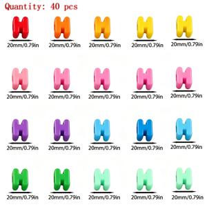 대형 가로구멍 알파벳 구슬 40개 - 랜덤 색상 - 주얼리 제작용 재료, DIY 목걸이, 우정 커플 팔찌, 구슬 꿰기 장식, 머리 장식, 귀걸이 제작 액세서리 및 수공예품용품에 적합