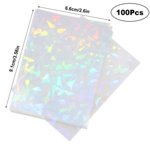 100개입 91X66mm/3.58X2.4인치 조약돌 레이저 효과 카드 슬리브, 카드 보호 커버 카드 필름, 포토카드 슬리브, 표준 MTG PTCG OCG 트레이딩 카드용 카드 보호대, 3인치 미니 포토 카드, 연예인 앨범 카드