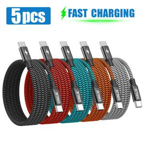 타입 C to 타입 C 충전 케이블 5개, 나일론 우븐 USB C 고속 전송 데이터 케이블, 타입 C 고속 충전 케이블, iPad, Dell XPS, iPhone 17/16/15 Pro Max, for Samsung Galaxy, LG용, 100.58cm/201.17cm/3.02미터