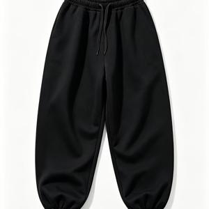 남성 솔리드 컬러 운동 바지, 봄 가을 따뜻한 캐주얼 스웨트팬츠, 루즈핏 편안한 바지, 커프스 앵클 소프트 원단, 데일리 작업용 실용적인 바지