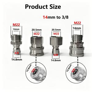 퀵 커넥트 키트 M22 14mm/15mm - 3/8 호스 퀵 커넥트 피팅 어댑터 (퀵 커넥트 호스용)