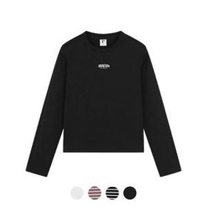 여성 16수 코튼 그래픽 크롭 긴팔티_PHE3TR2110