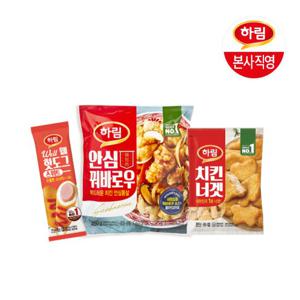 하림 안심꿔바로우 450g+하림치킨너겟 300g+웰핫도그70g