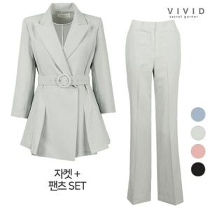 VIVID SET 여성 여름 벨트자켓+부츠컷팬츠 세트