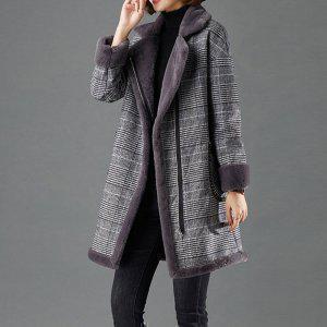 여성 겨울 간절기 체크 무스탕 롱 집업 자켓 코트