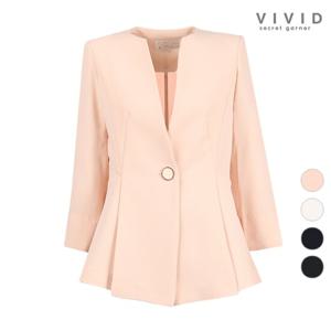 VIVID 여성 여름 노카라 7부원버튼 정장 자켓