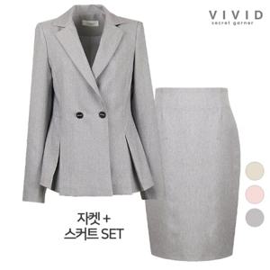 VIVID SET 여성 맞주름 봄가을 정장자켓+스커트 세트