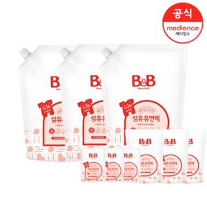 비앤비 섬유유연제 자스민향 1500ml 용기형 1입+1500ml 리필형 2입+증정품_J840