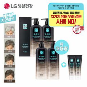 [자연갈색/흑갈색]LG 리엔 물들임 대용량 샴푸 550ml*4개+중용량 샴푸 80ml*2개