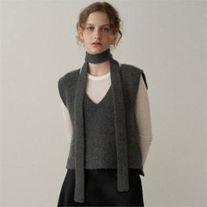 [블랭크03] fox blend tie vest (deep grey)