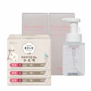 [셋트구성] 플레흐델 발란서 워시 300ml 2개+좋은느낌 유기농순면 중형(16매) 3개