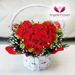 엔젤스플라워 장미한아름 하트 일반형 꽃바구니 전국 꽃배달서비스