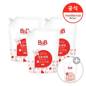 비앤비 섬유세제1500ml 리필형 4입+소다파우더1입+증정품_J837