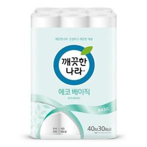 화장지 깨끗한나라 휴지 롤화장지 에코 베이직 40MX30롤 3롤입1박스