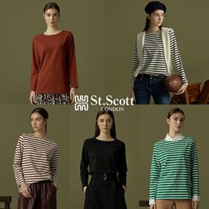 [St.Scott] 세인트 23FW 피치 기모 스트라이프 티셔츠 5종(여)