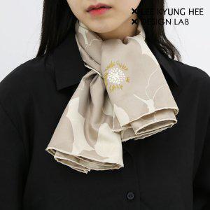 로제 베이지 90x90 사각 스카프 숄 꽃무늬 고급 명품