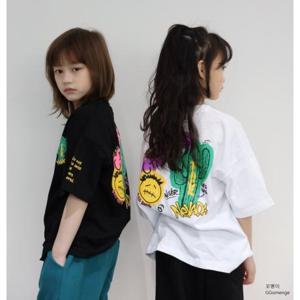  우연  유아 아동 주니어 여름 여아남아 공용 반팔 티셔츠 선인장티 2color (5호 성인)
