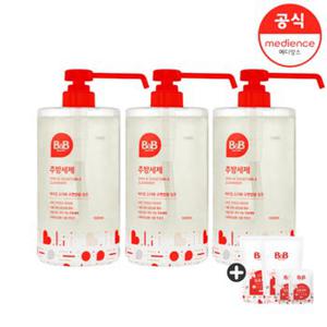 비앤비 주방세제 1000ml 용기형 3입 (유아/아기/식기세정제) + 800ml 세제 1입