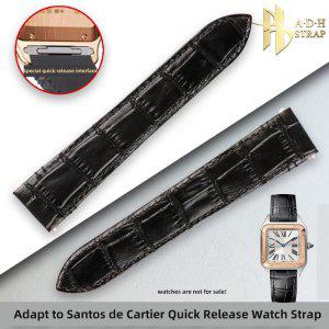 Cartier Santos-신제품 젖소 가죽 Wathband WSSA0010, 퀵 릴리스 인터페이스 스트랩, 19mm 방수 및 소프트