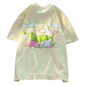 여름 여자 오버핏 반팔티 프린팅 라운드넥 귀여운 반소매 빅사이즈 티셔츠 a3