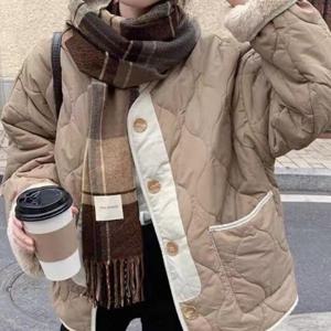 디작소 여성 가을 겨울 리버시블 후리스 누빔 자켓