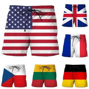 남성용 3D 프린팅 보드 반바지, 독일 미국 영국 국기 해변 반바지, 수영복, 2023 여름 하와이 수영 트렁크, 멋진 어린이 아이스 반바지