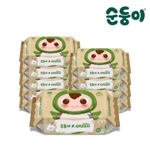 순둥이 생분해물티슈 그린에디션 캡 80매 10팩[33334814]