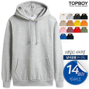 [모바일할인][탑보이] 남녀공용 컬러 무지 후드티셔츠 (ON046)