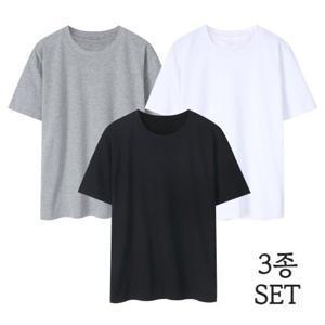 [BEST] ★3장세트★ 남녀공용  면 무지 라운드 티셔츠