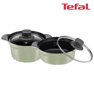 [Tefal] 테팔 인덕션 티타늄 아로마 통주물 2종세트 (양수냄비 20cm+전골냄비 24cm)
