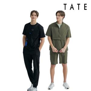 [TATE] 테이트 24SS 남성 리얼 퍼포먼스 에어 썸머 셋업 4PCS (하프 점퍼 + 반팔티셔츠+조거팬츠+하프팬츠)