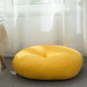 푹신한 원형 방석(옐로우 M) 두꺼운 쿠션 코튼 린넨 쇼파 의자 바닥