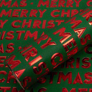 크리스마스 선물 포장지(530x9m) 롤 레드 그린 입체 글씨 금박 기프트 성탄절