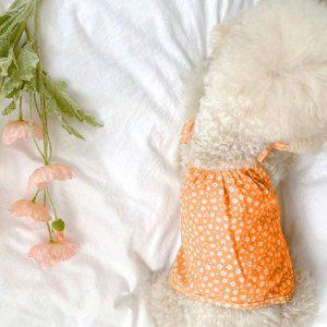 강아지꽃무늬끈나시 리본슬리브리스 애견여름옷 플라워 외출복 반려견 댕댕이