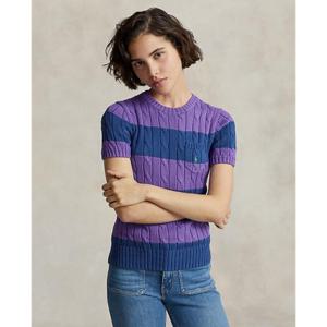 폴로 랄프 로렌 여성 스트라이프 케이블 니트 숏 슬리브 스웨터(WMPOSWE020896500)