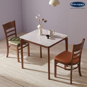  잉글랜더  잉글랜더 킨슬리 통세라믹 고무나무 원목 2인용 식탁세트(의자2)