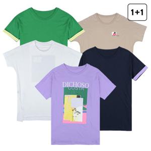 [후스타일] (최초가 29900원) 루즈핏 코튼 티셔츠 1+1