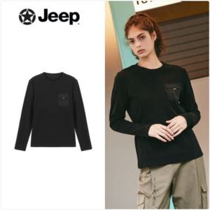 JEEP 여성 23FW 더블 웜 기모 티셔츠 1종 (블랙)
